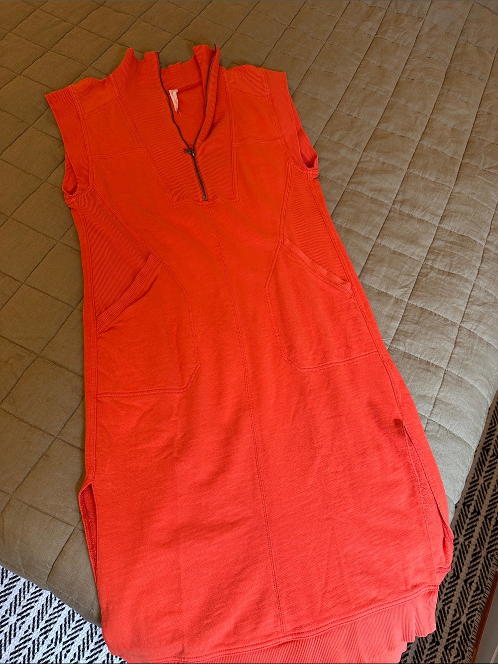 Daily Practice Zip Neck Midi Dress Medium Coral Orange